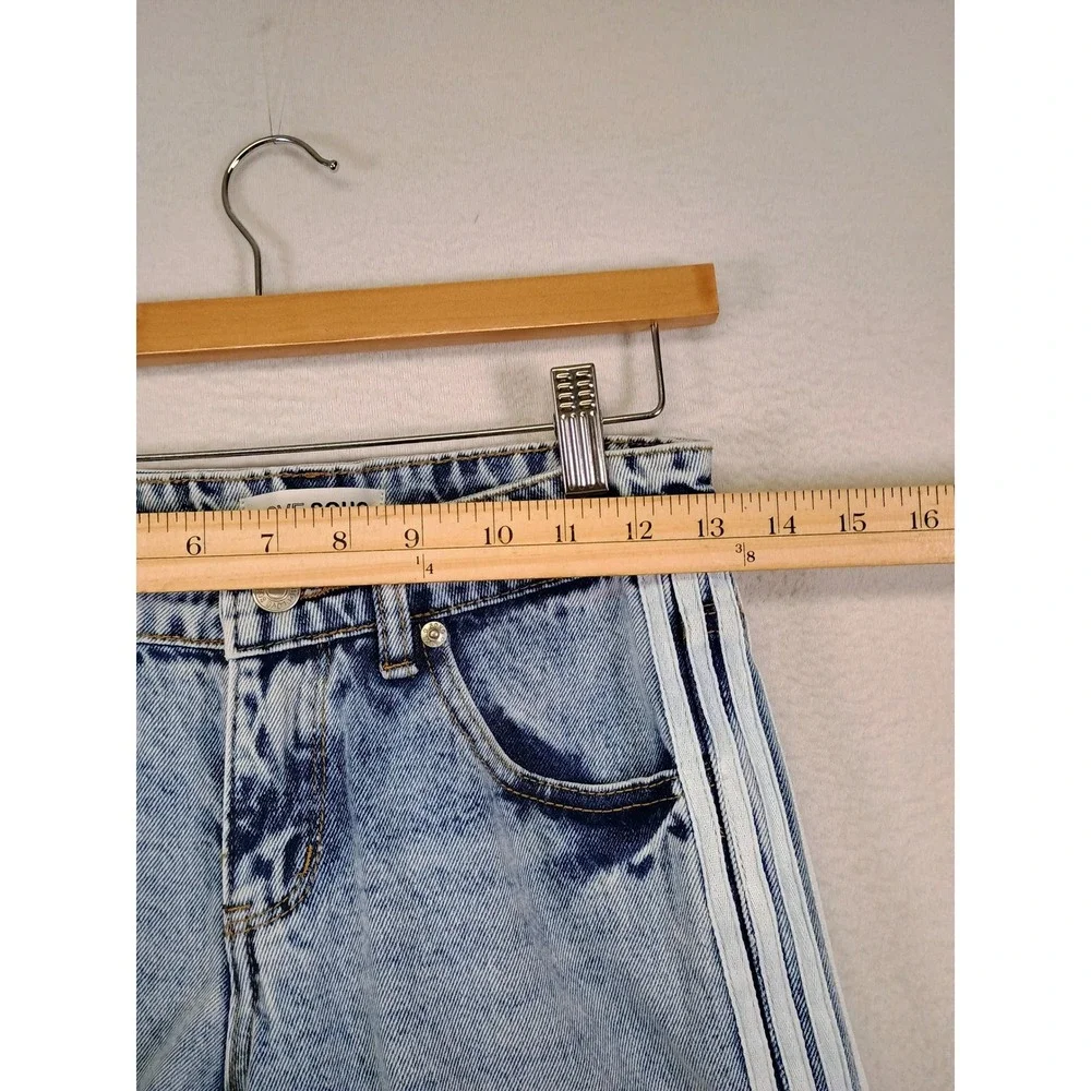 Y2K Streetwear Love Soho Womens 00 Blue Acid Wash Side Stripe‎ Ribbon Tie Jeans